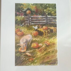 Autumn Harvest Framed Watercolor Print by Benita Gaudier